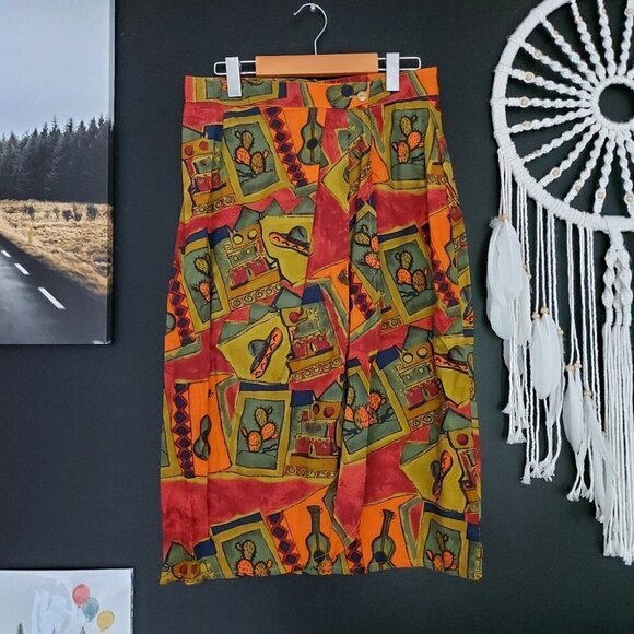 𝅺vintage MEXICAN CACTUS SOMBRERO FIESTA WRAP - Picture 3 of 13